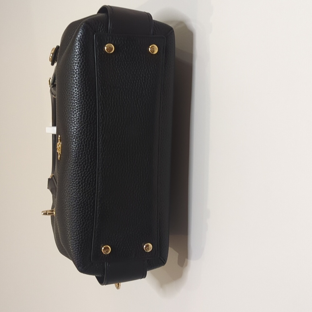 Coach Black Pebble Leather "Brooklyn" satchel bag Long Strap Included - Picture 3 of 5